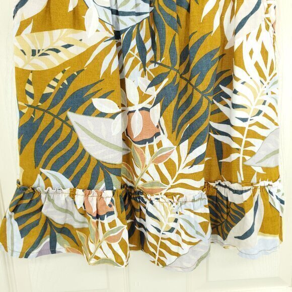 C&C California 100% Linen Pull On Ruffle Mini Skirt S Cream/Tan - Picture 6 of 11